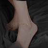 Alloy Round Charm Dapped Chains Anklets WGFEED8-02-1