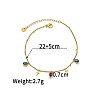 Bohemian Style 304 Stainless Steel Pave Cubic Zirconia Oval Cross Charm Anklets FS-WGDB107-06-1