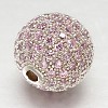 CZ Brass Micro Pave Cubic Zirconia Round Beads ZIRC-L017-8mm-16P-2