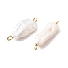 Baroque Natural Keshi Pearl Nuggets Connector Charms with 304 Stainless Steel Double Loops PALLOY-JF04390-01-2