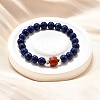 Natural Lapis Lazuli Round Beads & South Red Agate Bead Stretch Bracelets BJEW-Z101-01-1