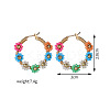 Flower Brass Glass Seed Beaded Hoop Earrings FS-WG0698E-01-3