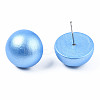 Painted Half Round Schima Wood Earrings for Girl Women EJEW-T017-02B-1