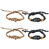 4Pcs 2 Colors Adjustable Braided Waxed Cord Macrame Pouch Bracelet Making MAK-CJ0001-18-1