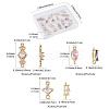 18Pcs 9 Styles Brass Pave Transparent Glass Links/Connectors GLAA-FS0002-35-4