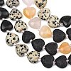 Gradient Color Natural Lava Rock & Pink Aventurine & Topaz Jade & Dalmatian Jasper & Black Obsidian Beads Strands G-B185-A01-5