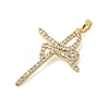 Brass Pave Clear Cubic Zirconia Pendants KK-G554-20G-2