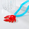 Summer Beach Red Crab Resin Pendant Rondelle Beaded Necklaces for Women FS-WG3A1F2-01-4