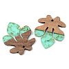 Transparent Resin & Walnut Wood Pendants RESI-S389-051A-B02-2