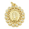 Virgin Mary Theme Rack Plating Brass Micro Pave Clear Cubic Zirconia Pendants KK-Z067-06G-02-1