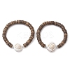 Natural Coconut Rondelle Beaded Stretch Bracelets BJEW-JB10250-02-1