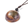 Natural Amethyst Half Round with Shell Pendant Necklace NJEW-C031-03C-3
