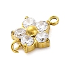 304 Stainless Steel Micro Pave Cubic Zirconia Flower Connector Charms STAS-U042-01G-02-2