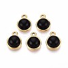 Natural Black Onyx Half Round Charms STAS-N109-213F-G-1
