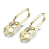 Brass Micro Pave Clear Cubic Zirconia Dangle Huggie Hoop Earrings EJEW-S201-218-NF-2
