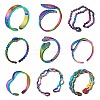 9Pcs 9 Style 304 Stainless Steel Hand & Infinite & Heart & Moon Cuff Rings RJEW-SZ0001-19-1