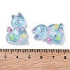 Transparent Resin Bowknot Kitten Decoden Cabochons RESI-M045-07E-3