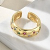 Brass Micro Pave Colorful Cubic Zirconia Cuff Open Rings RJEW-Z145-05G-2