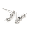 Rhodium Plated 925 Sterling Silver Stud Earring Findings STER-Q192-25P-2