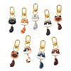 10Pcs Cat Alloy Enamel Pendant Decorations HJEW-TAC0178-2