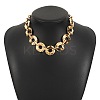 Iron & Alloy Flat Round Link Chain Necklaces for Women NJEW-U046-04G-1