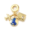 Brass Cubic Zirconia Travel European Dangle Charms KK-R002-20G-01-1