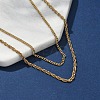 304 Stainless Steel Rope Chain Double Layered Necklaces for Women NJEW-U050-02A-G-2