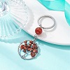 Natural Carnelian & Red Jasper Chips Flat Round with Tree of Life Kcychain KEYC-JKC00563-03-3