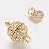 Alloy Rhinestone Magnetic Clasps with Loops RB-H116-3-G-1-2