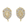 Teardrop Brass Micro Pave Clear Cubic Zirconia Stud Earring Findings KK-C107-13G-1