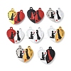 Spray Painted Alloy Red and Black Enamel Split Pendants PALLOY-V006-07-1