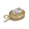 Golden Plated Brass Micro Pave Clear Cubic Zirconia Pendants ZIRC-F123-02E-3