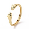 Green Cubic Zirconia Leopard Open Cuff Bangle BJEW-F448-03G-2