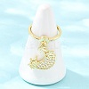 Adjustable Brass Micro Pave Cubic Zirconia Pendant Finger Rings for Women RJEW-A090-01B-G-2