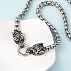 304 Stainless Steel Double Wolf Head Pendant Box Chain Necklaces NJEW-C099-01-3