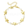 304 Stainless Steel & Shell Pearl Link Chains Bracelets for Women BJEW-JB13815-02-3