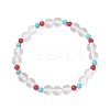 Synthetic Quartz Crystal & Natural & Dyed Malaysia Jade & Natural Magnesite Round Beaded Stretch Bracelets BJEW-JB12191-2