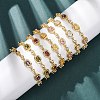 Oval Brass Micro Pave Cubic Zirconia Link Chain Bracelets for Women BJEW-D387-04G-1