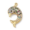 Rack Plating Brass Micro Pave Cubic Zirconia Pendants KK-G515-40G-03-1