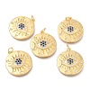 Brass Micro Pave Clear & Blue Cubic Zirconia Pendants ZIRC-O036-42G-1