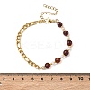 Natural Amber & Cultured Freshwater Pearl Beads Link Bracelets BJEW-JB13694-02-4