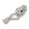 Snake Brass Micro Pave Cubic Zirconia S Hook Clasps KK-A227-06P-1