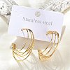 Multilayer C-Shaped 304 Stainless Steel Stud Earrings EJEW-Z098-28G-1