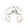 Clear Cubic Zirconia Initial Letter Open Cuff Ring RJEW-A012-01P-R-2