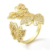 Clear Cubic Zirconia Triple Butterfly Open Cuff Ring RJEW-F147-02G-1