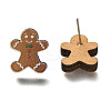 Christmas Printed Wood Stud Earrings for Women EJEW-U025-01F-1