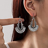 Bohemian Style Fan Alloy Imitation Leather Cord Dangle Earrings FS-WGA2883-01-2