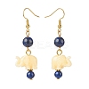 Natural Gemstone & Resin Elephant Dangle Earrings EJEW-JE04981-02-5