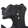 304 Stainless Steel Shell Pearl Round Bead Tassel Stud Earrings EJEW-JE06662-3