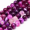 Natural Striped Agate/Banded Agate Bead Strands G-K155-A-4mm-02-2